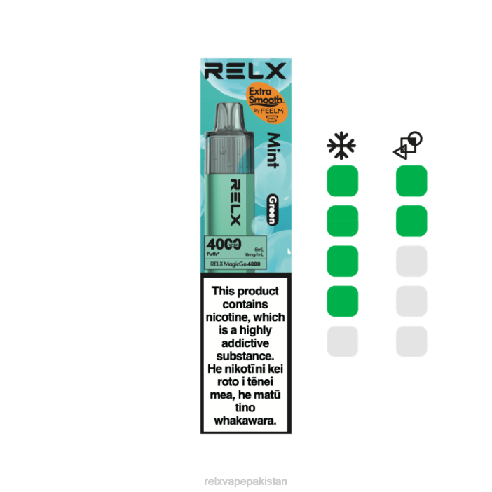 RELX MagicGo 4000 ڈسپوزایبل ویپ | 8FT44 ‎RELX Flavours Pakistan پودینہ (سبز)