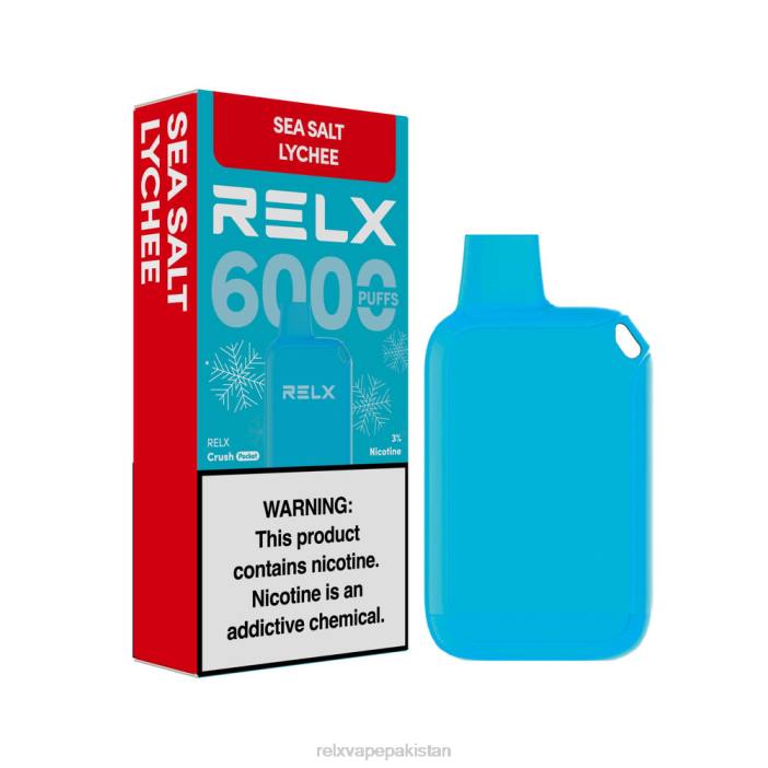 RELX Crush Pocket 6000 برفیلی | 8FT414 ‎RELX Vape Disposable سمندری نمک لیچی